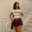 O-Neck Crop Tops Women Summer Fashion COWGIRL Print Casual