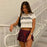 O-Neck Crop Tops Women Summer Fashion COWGIRL Print Casual